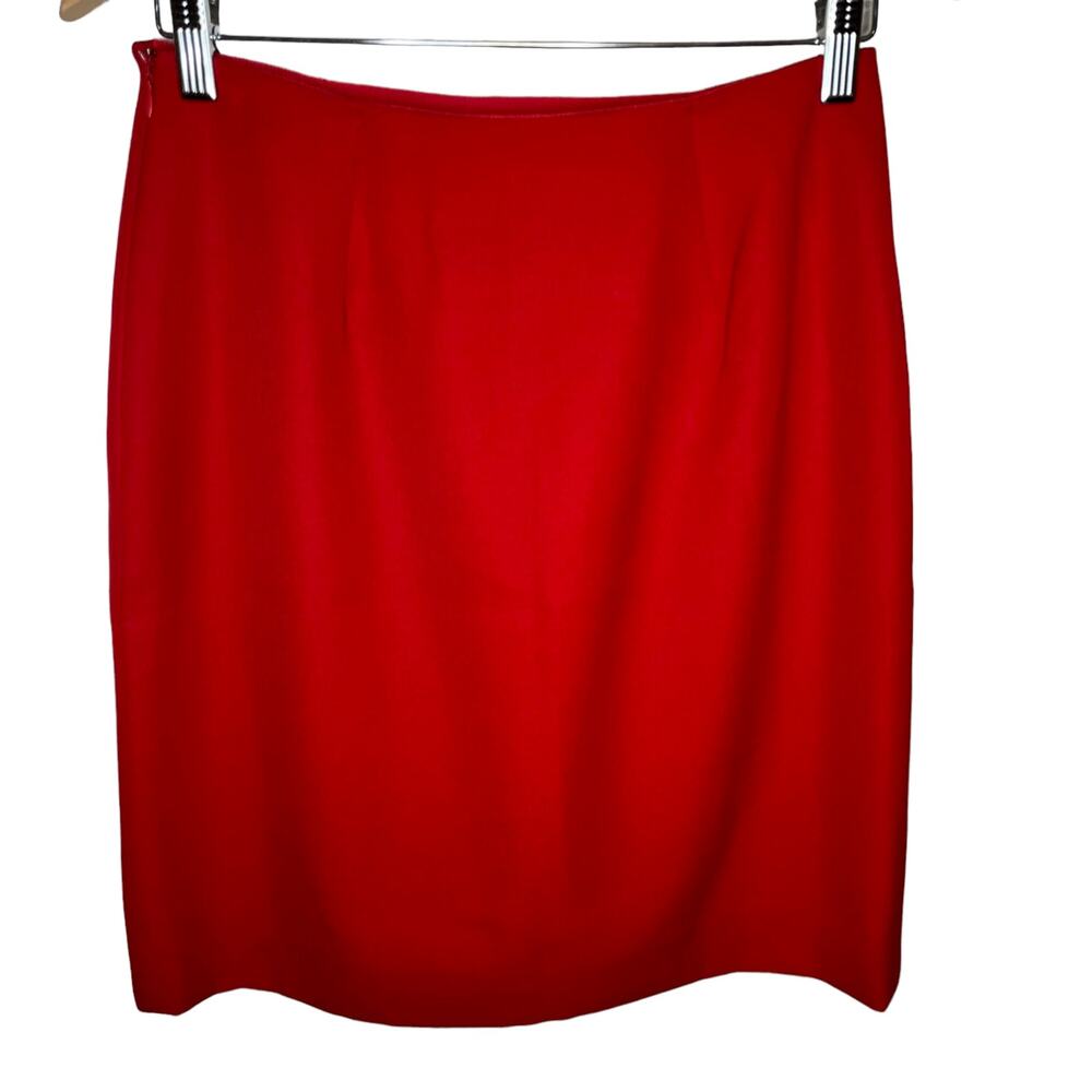Vintage Ralph Lauren 1990s Red Straight Skirt Size 10 Wool